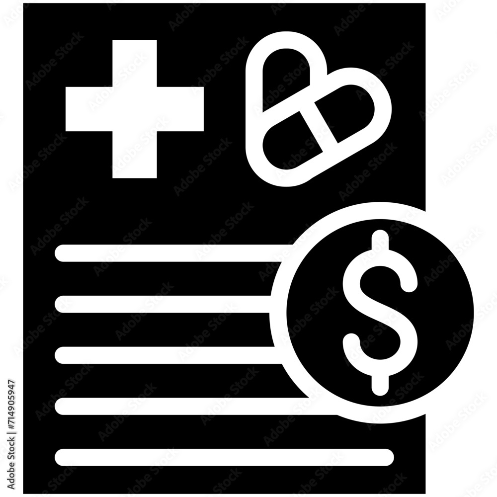 Fototapeta premium Medical Bill vector icon illustration of Health Checkup iconset.