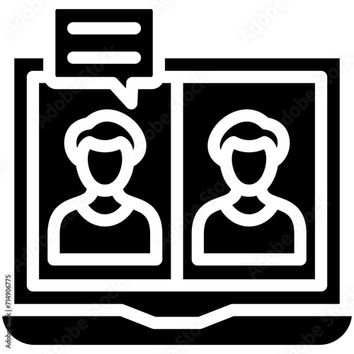 Videocall Discussion vector icon illustration of Work from Home iconset.