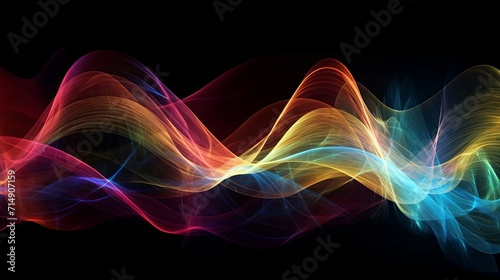 A colorful wave of light on a black background