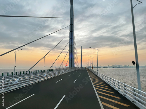 Photography the famous Hong kong-Zhuhai-Macau Brdige or HZMB, the longest bridge in the world spanning accross 50 km above and under the ocean