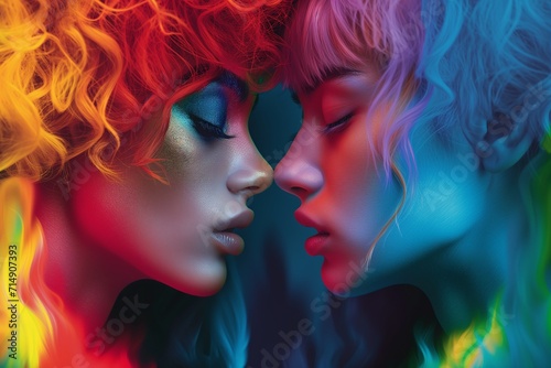 Pair of lovers in rainbow colors. Pride Month LGBT © Lusi_mila