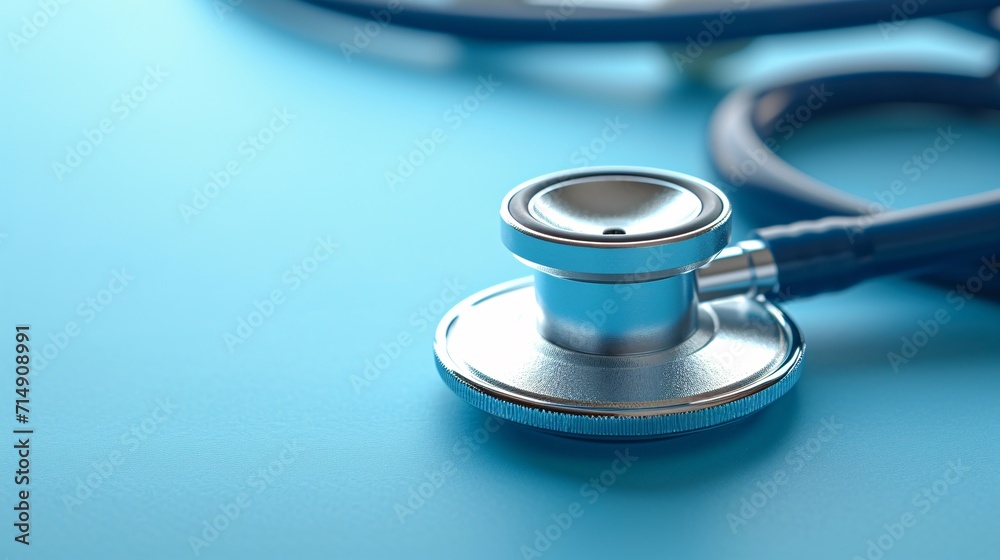A stethoscope on a blue background Generative AI A stethoscope on a blue background Generative AI