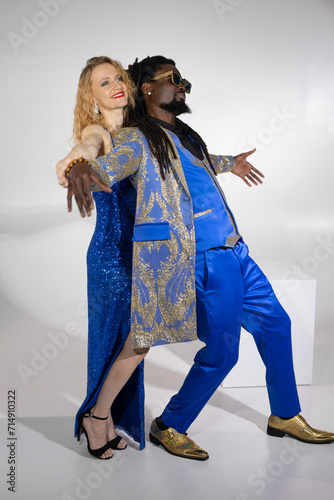 dancing stylish couple man and woman	