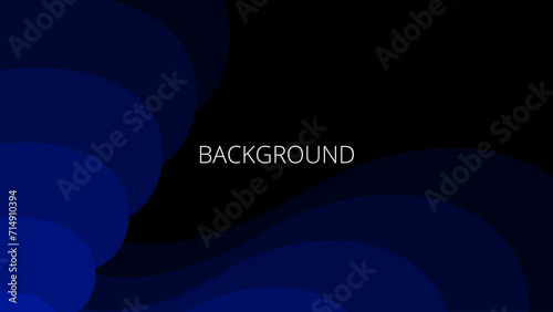 Black and blue abstract background with sharp wavy lines and gradient transition, dynamic fluid shape.	