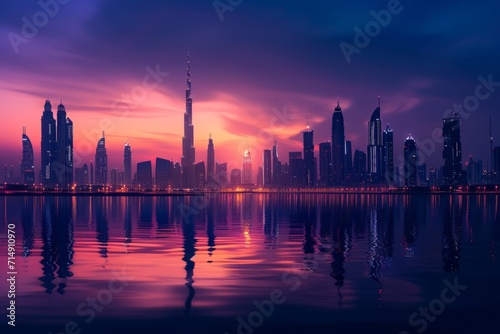 Dramatic Twilight Skyline of Dubai Marina 