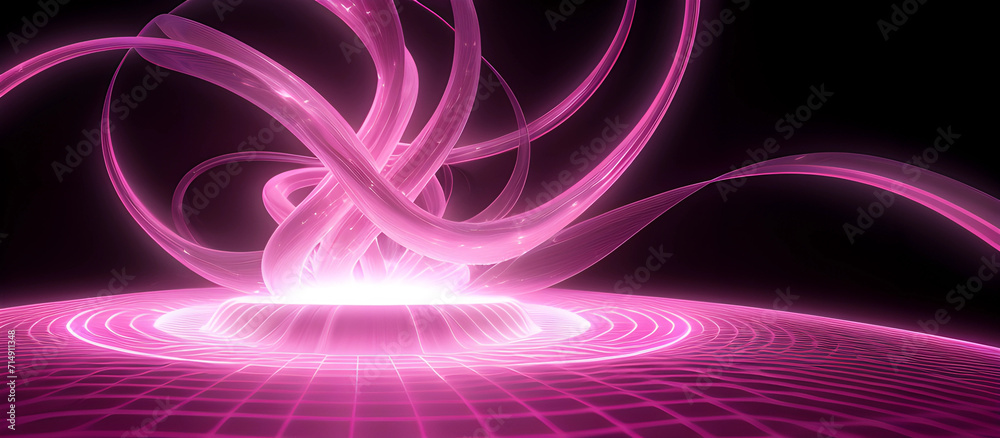 abstract 3d digital background pink energy wave banner
