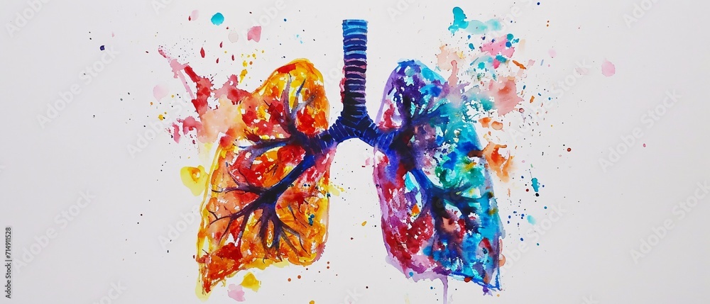 Colorful Lung Anatomy Artwork Generative AI - obrazy, fototapety, plakaty 