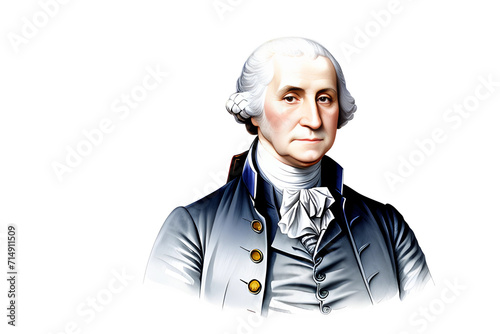 watercolor illustration of george washington isolated transparent background