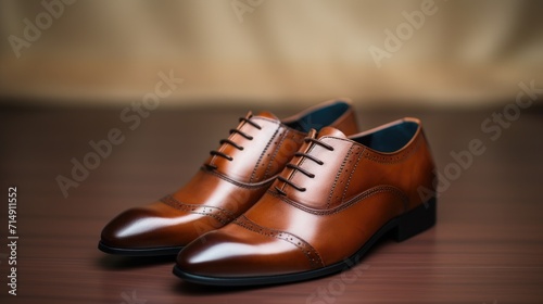 Modern and Fashionable Brown Leather Men's Dress Shoe, Comfortable and Luxurious