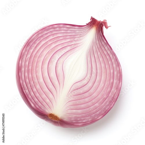 Isolated Onion Slice on White Background. Closeup of Chopped Circular Onion Slice Perfect for Diet