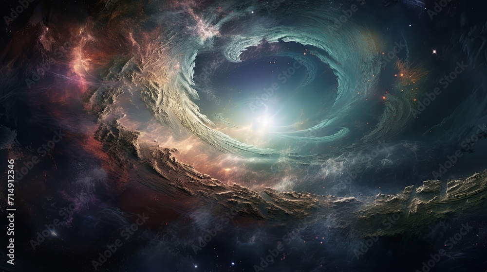 An image of a space scene with a spiral shape