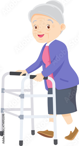 Grandmother and walking stick character