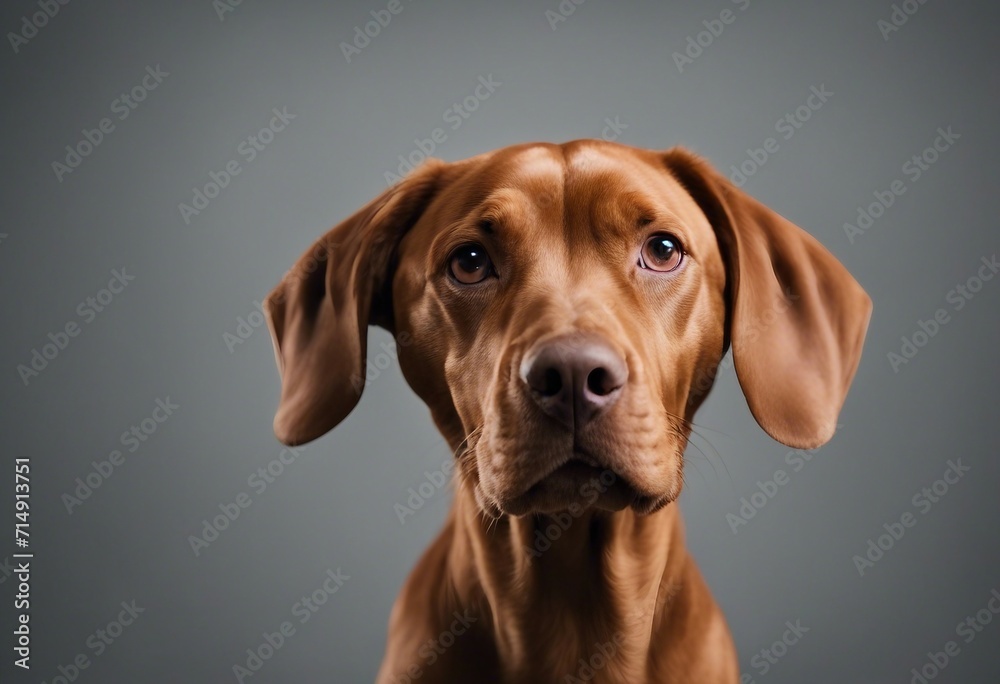 Cute dog or pet is looking happy isolated on transparent background Brown vizsla young dog is posing