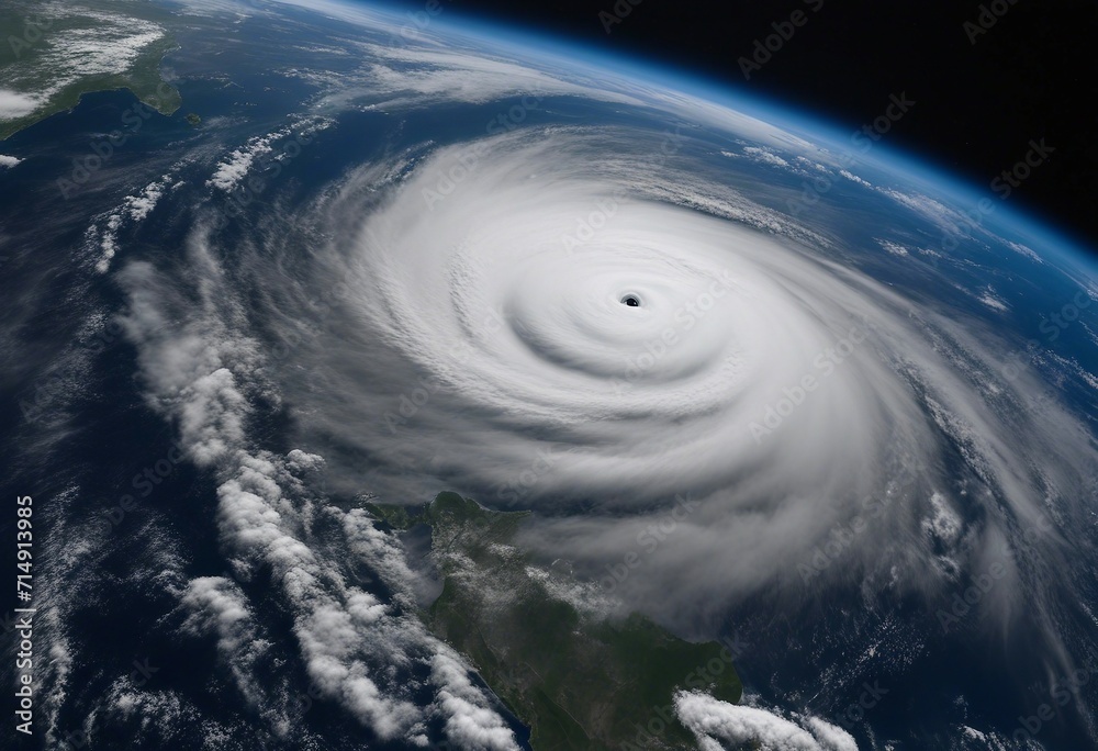 Hurricane from space Satellite view Super typhoon over the ocean The eye of the hurricane View from