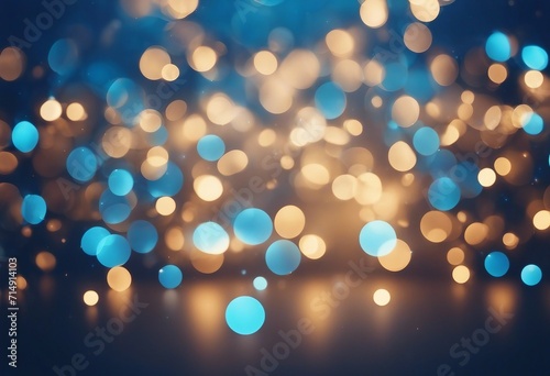 Magic blue holiday abstract glitter background with blinking stars Blurred bokeh of Christmas lights