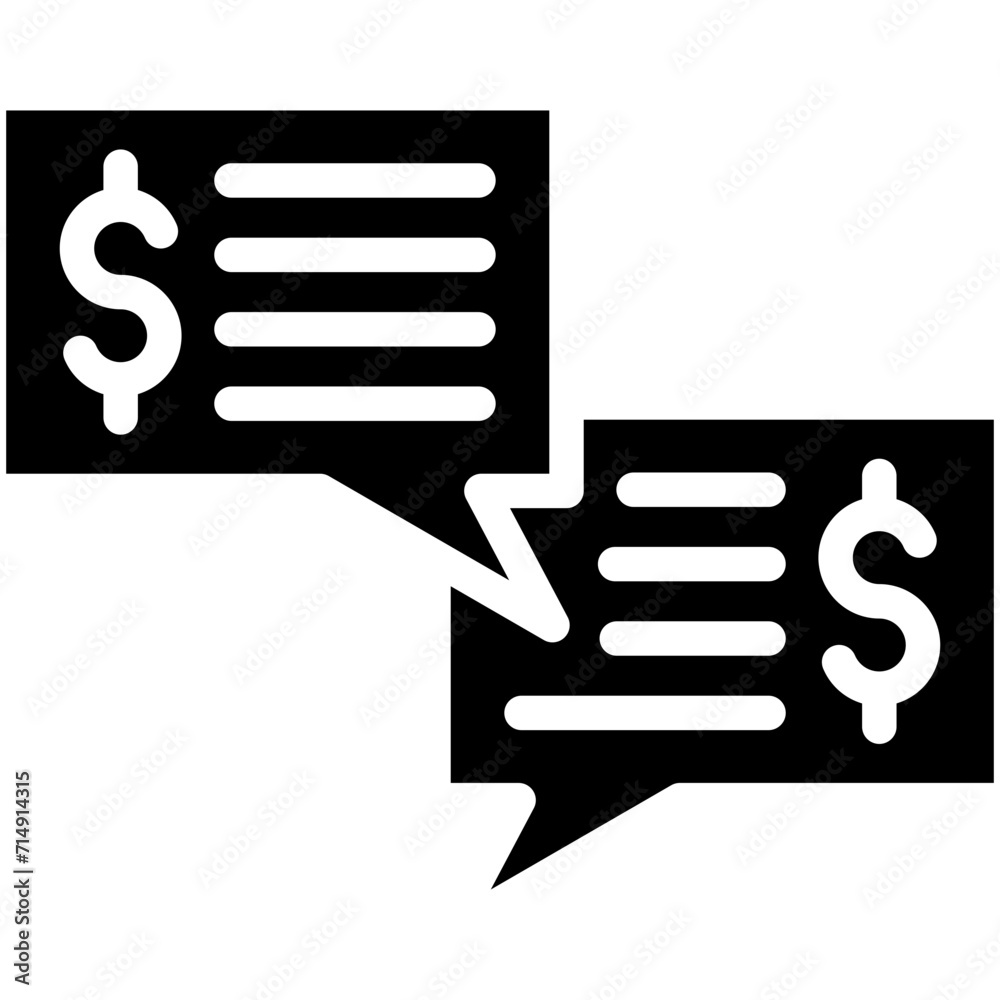 Money Discussion vector icon illustration of Finance and Money iconset. Money Discussion vector icon illustration of Finance and Money iconset.