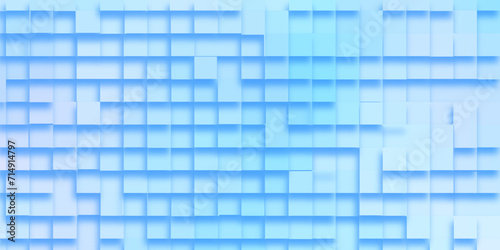 Modern business concept geometric blue pattern with square shapes, Modern seamless blue cube 3d extrude background, Blue Blocks Wall with geometric pattern, gradient of abstract blue grid pattern.