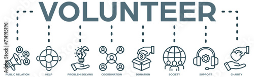 Volunteer banner web icon vector illustration concept