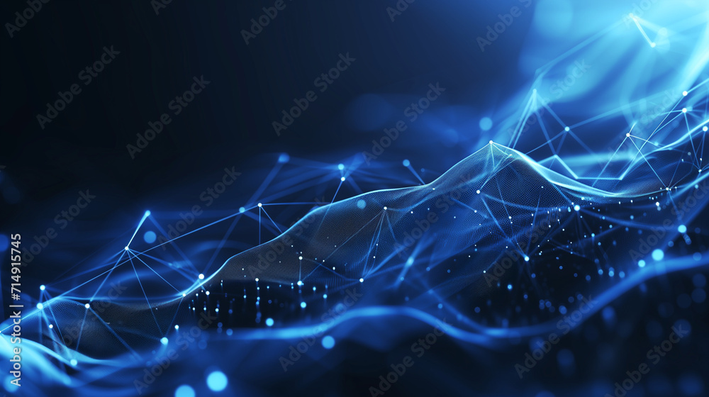 Abstract futuristic - technology with polygonal shapes on dark blue background, Ai generated image - obrazy, fototapety, plakaty 