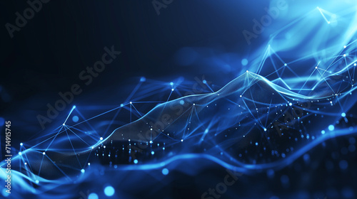 Abstract futuristic - technology with polygonal shapes on dark blue background, Ai generated image