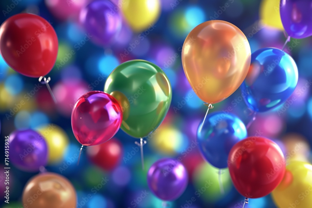 Colorful balloons in a blue and yellow background Generative AI Colorful balloons in a blue and yellow background Generative AI