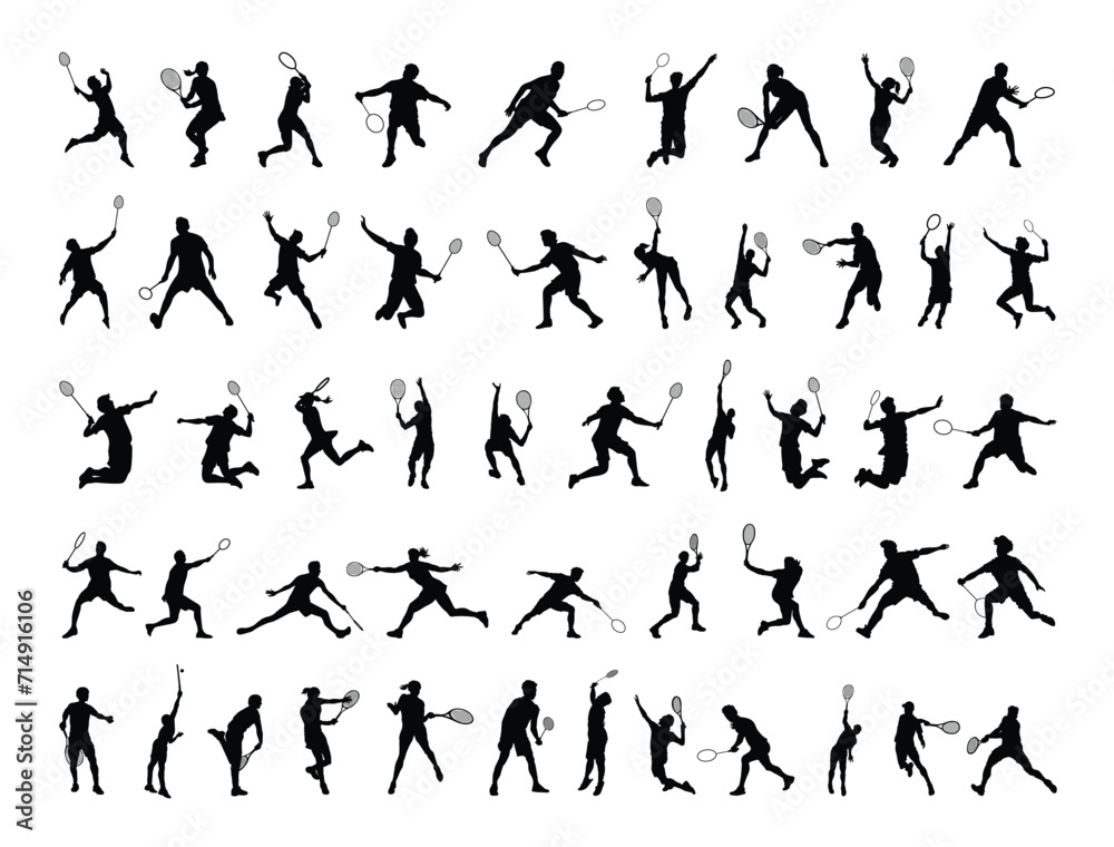 Badminton players silhouette vector art