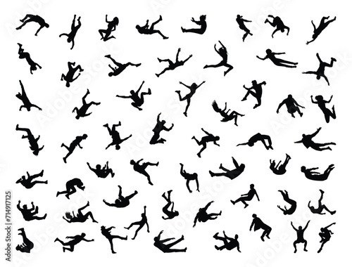 Falling peoples silhouette vector art photo