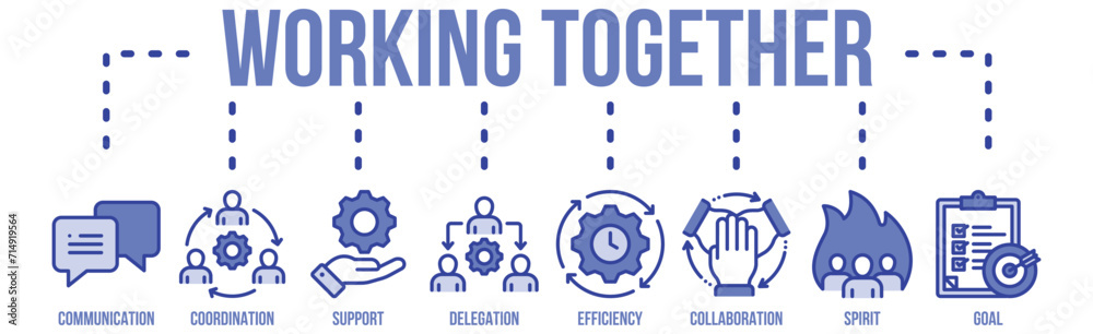 Working together banner web icon vector illustration Working together banner web icon vector illustration