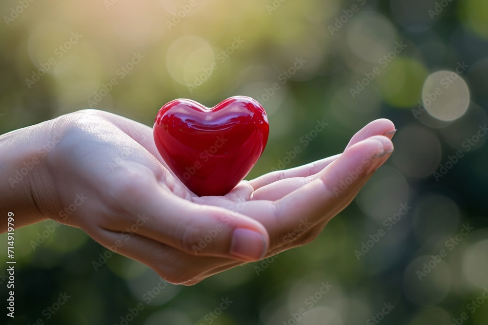 A person holding a red heart-shaped object Generative AI A person holding a red heart-shaped object Generative AI