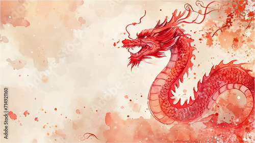  Chinese New Year dragon watercolor background.
