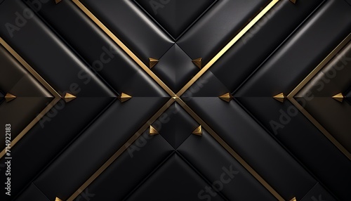 Luxurious black geometric background with gold lines, modern design for elegant wallpaper or banner.