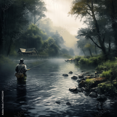 fishing in the mist