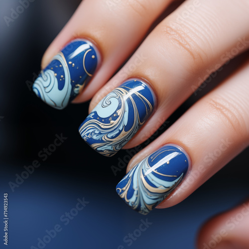 Nails With Blue Nail Varnish