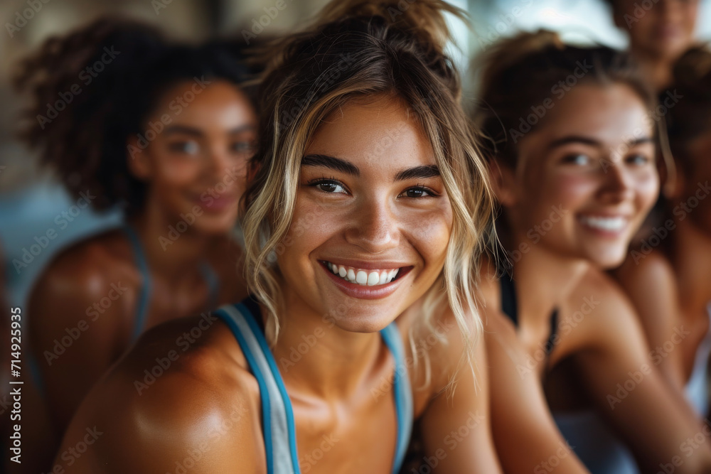 Eine Gruppe in einem Fitnessstudio Eine Gruppe in einem Fitnessstudio