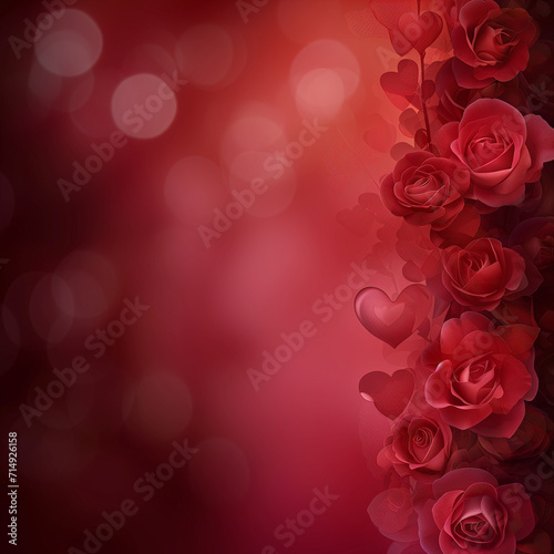 Romantic background with hearts and roses for valentine s day or wedding