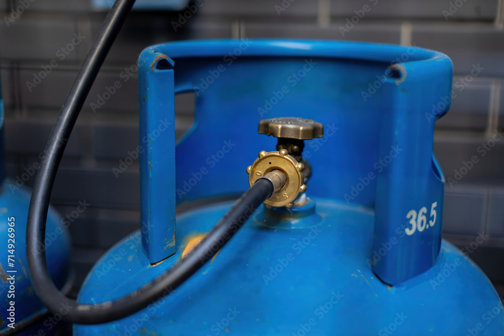Rusty pressure regulator and operating valve of cooking gas tanks. LPG