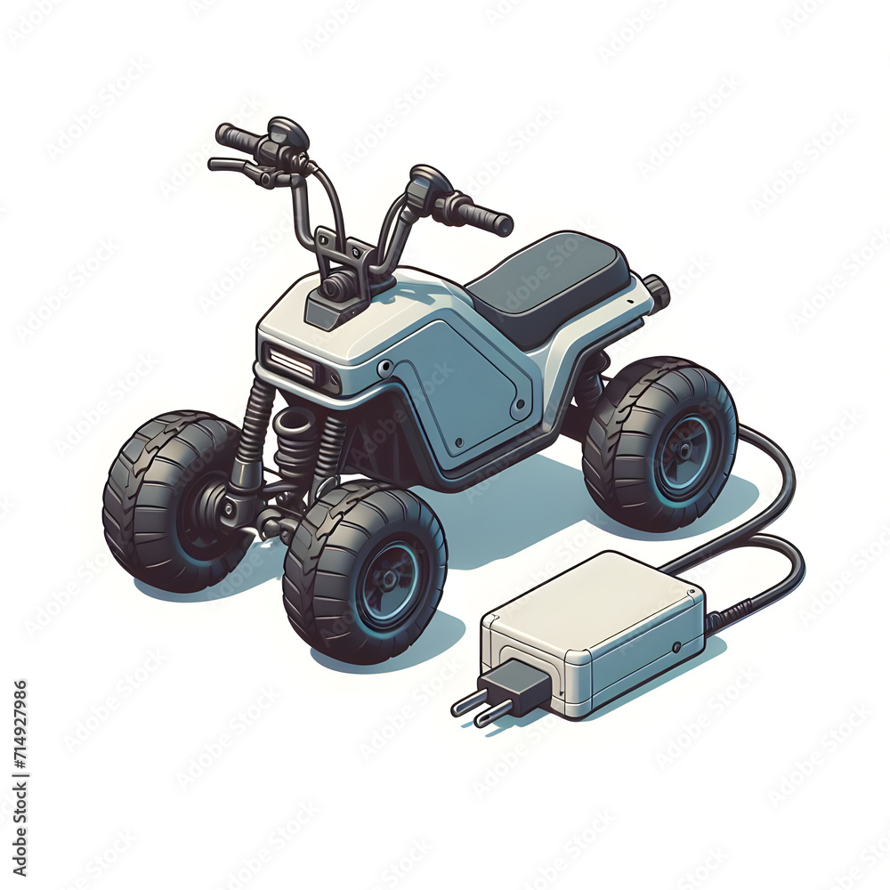 Eco-Friendly Fun: Illustrated Electric ATV with Thick Treads for Outdoor Play