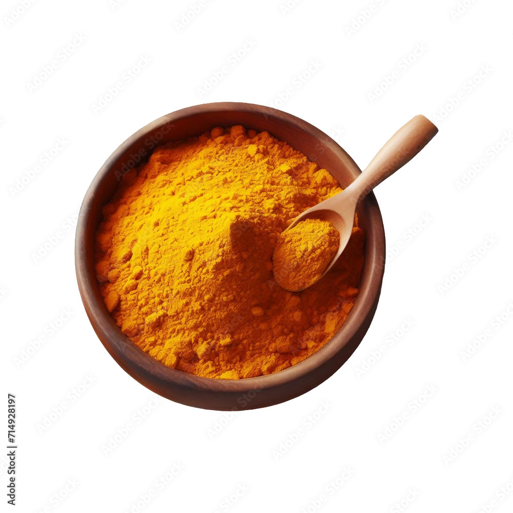 Turmeric root and powder isolated on a transparent background premium Ai generative. Turmeric root and powder isolated on a transparent background premium Ai generative.