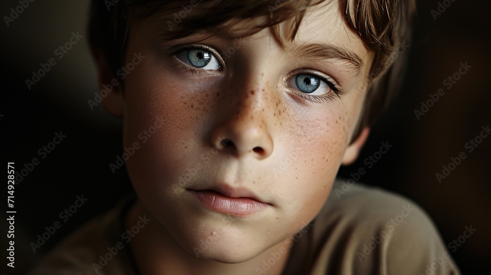 A young boy with freckles and blue eyes Generative AI A young boy with freckles and blue eyes Generative AI