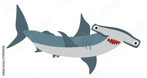 Hammerhead shark cartoon vector illustration