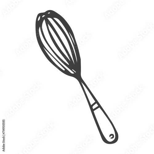 Doodle wire whisk icon in vector. Hand drawn wire whisk icon in vector