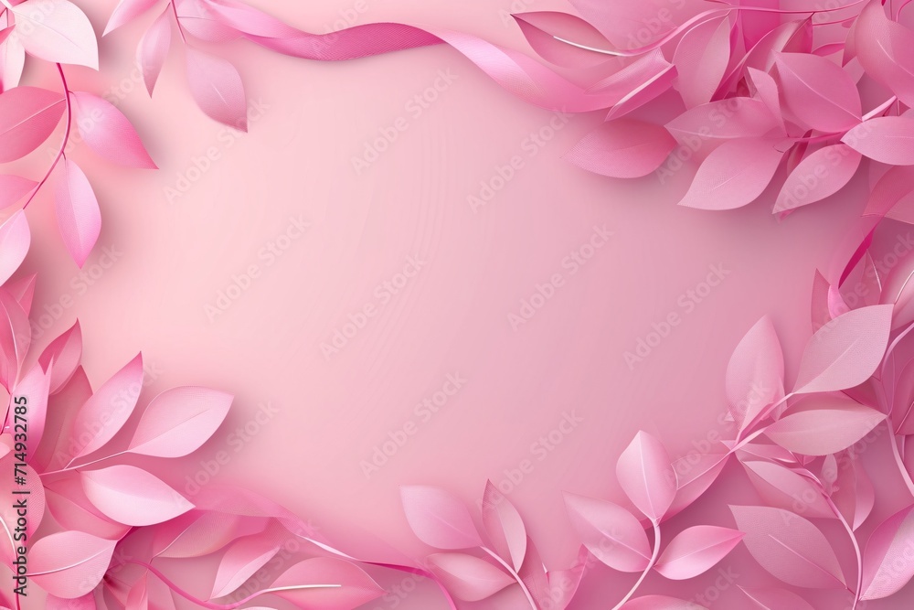 Pink Leaves on Pink Background Generative AI