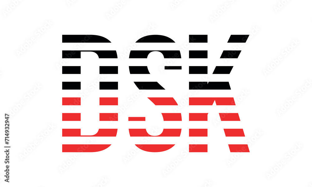 DSK three initial letter iconic line negative space minimal logo design ...