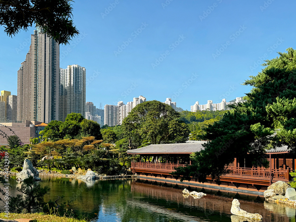 Nan Lian Garden, a truly hidden gem in Diamond Hill area, Kowloon, Hong Kong. A public garden with beautiful trees, bonsai, ponds, pagoda, set as a gateway to Chi Lin.