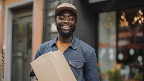 Dark skinned man sending parcel package to customer © Andrus Ciprian