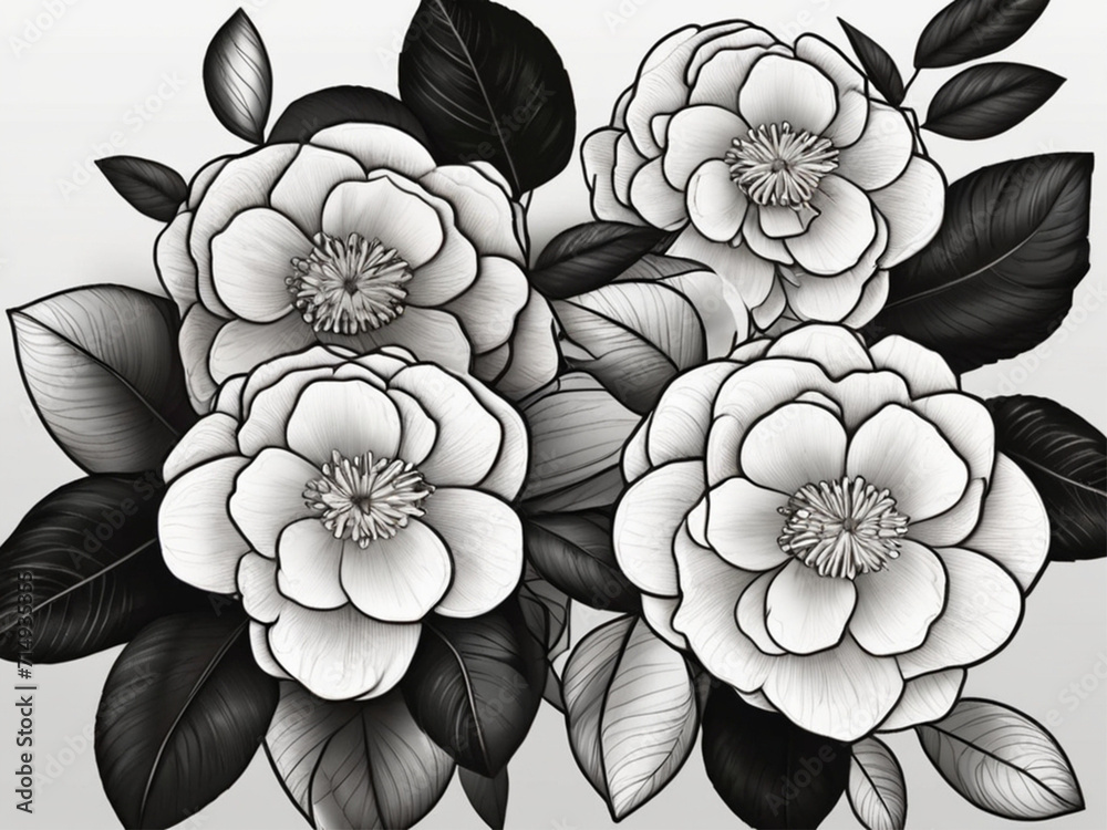 camellia illustration background black and white sketch design art
camellia illustration background black and white sketch design art
