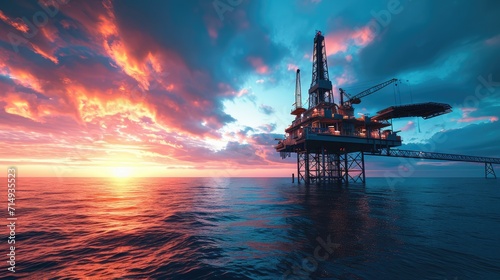  Offshore oil and gas rig platform with beautiful sky photo