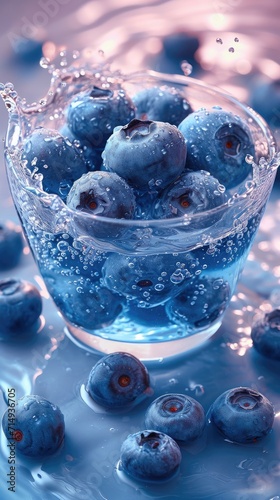 several blueberries and a splash 