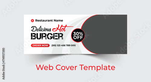 Professional social food cover template design and web food banner template design with creative, eye catching, professional and modern colorful layout vector