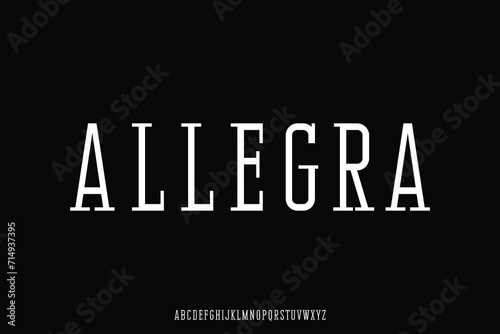 Elegant condensed slab serif alphabet display font vector. Fashion typography style
